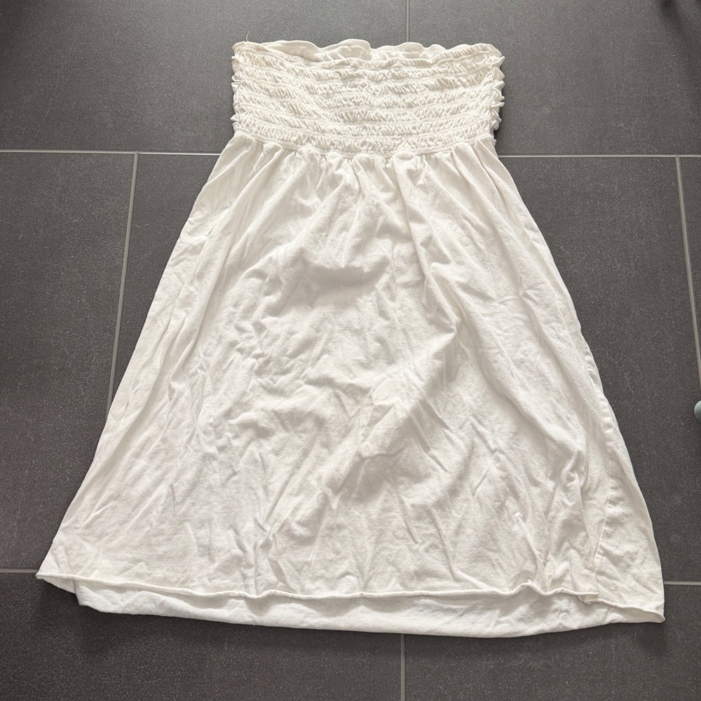 White Strapless Ruffle Dress - Picture 2 of 2